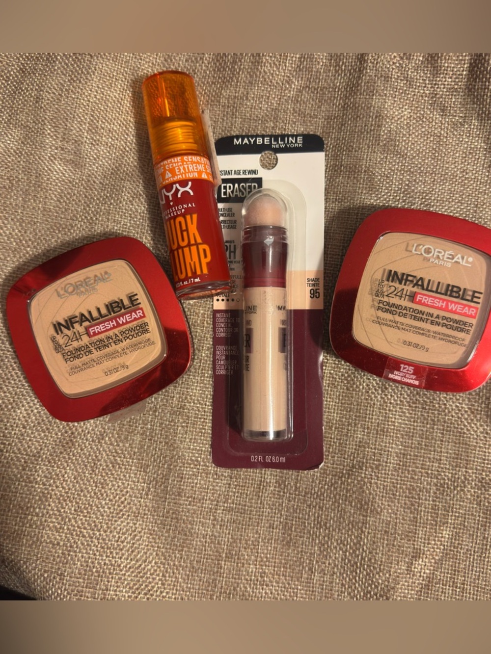 3 for $50 deals L’Oreal infallible powder 125 concealer & NYX duck lips plumper